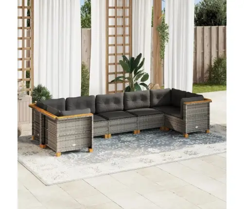 7-Daļīgs Dārza Dīvāna Komplekts, Matrači, Pelēka Pe Rotangpalma Vidaxl