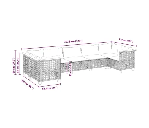 7-Osaline Aiadiivani Komplekt Patjadega, Beež, Polürotang