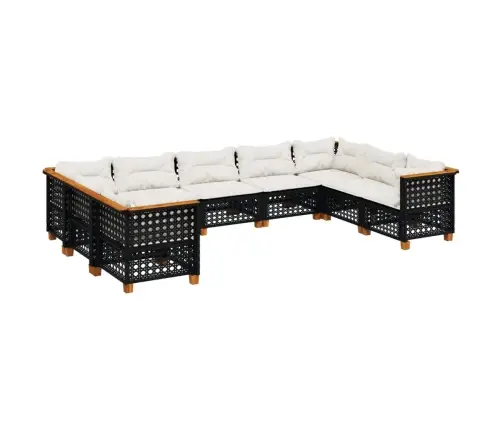 Sodo Komplektas Su Pagalvėlėmis, 9 Dalių, Juodas, Poliratanas