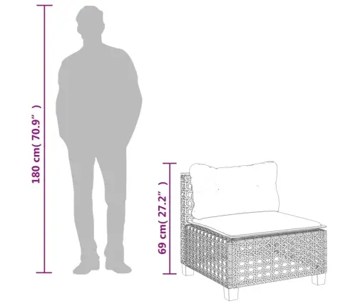 9-Daļīgs Dārza Dīvāna Komplekts Ar Matračiem, Pelēks Pe Pinums Vidaxl