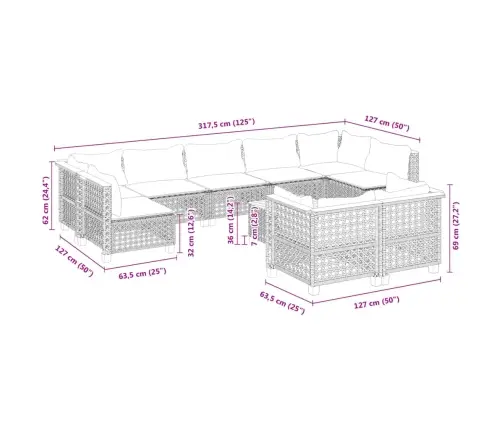Sodo Komplektas Su Pagalvėlėmis, 10 Dalių, Juodas, Poliratanas