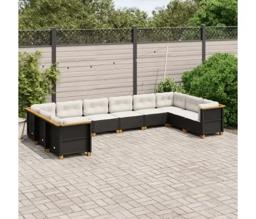 10-Daļīgs Dārza Dīvāna Komplekts, Matrači, Melna Pe Rotangpalma Vidaxl