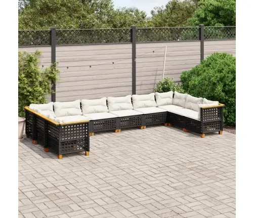 10-Osaline Aiadiivani Komplekt Patjadega, Must, Polürotang