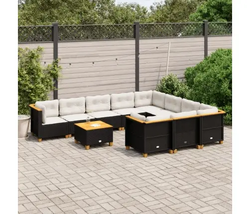 11-Daļīgs Dārza Dīvāna Komplekts, Matrači, Melna Pe Rotangpalma Vidaxl