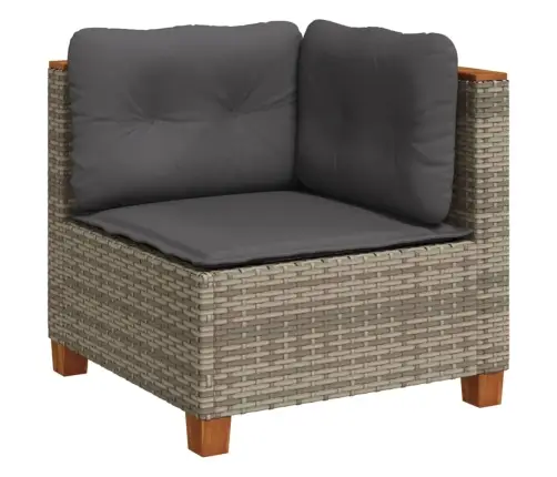 11-Daļīgs Dārza Dīvāna Komplekts Ar Matračiem, Pelēks Pe Pinums Vidaxl