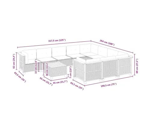 11-Osaline Aiadiivani Komplekt Patjadega, Beež, Polürotang