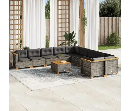 Sodo Komplektas Su Pagalvėlėmis, 11 Dalių, Pilkas, Poliratanas