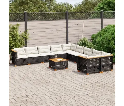 11-Osaline Aiadiivani Komplekt Patjadega, Must, Polürotang