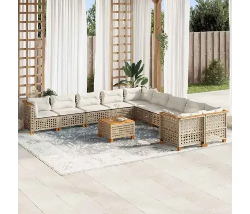 11-Osaline Aiadiivani Komplekt Patjadega, Beež, Polürotang