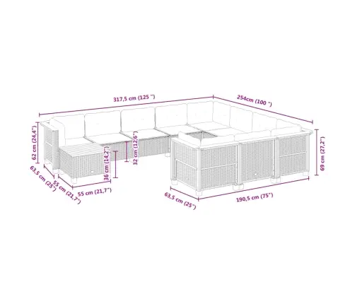 Sodo Komplektas Su Pagalvėlėmis, 11 Dalių, Pilkas, Poliratanas