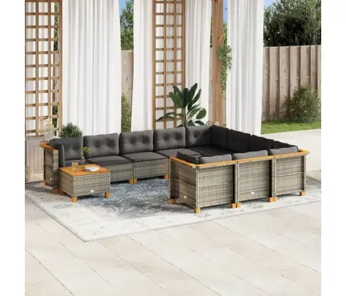 Sodo Komplektas Su Pagalvėlėmis, 11 Dalių, Pilkas, Poliratanas