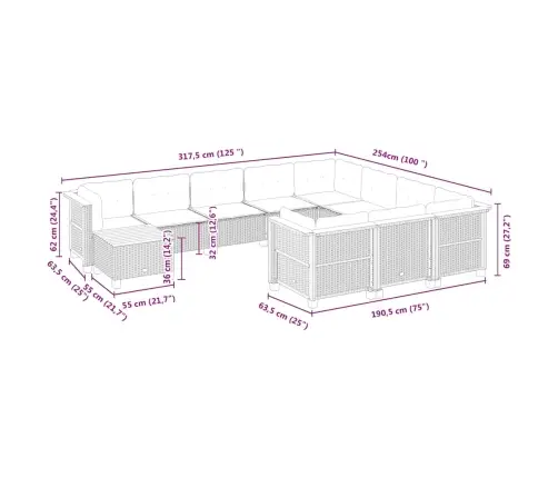 Sodo Komplektas Su Pagalvėlėmis, 11 Dalių, Smėlio, Poliratanas