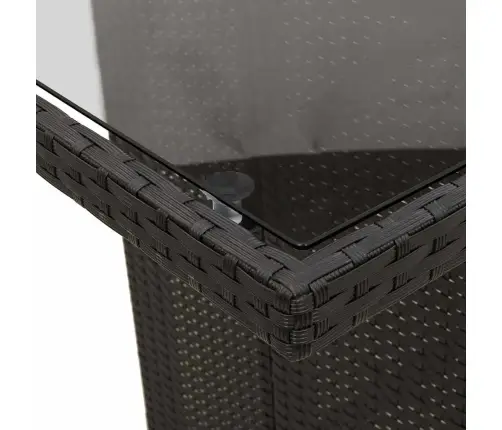 9 Daļu Dārza Ēdamgalds Melnajā Poli Rotangā Vidaxl