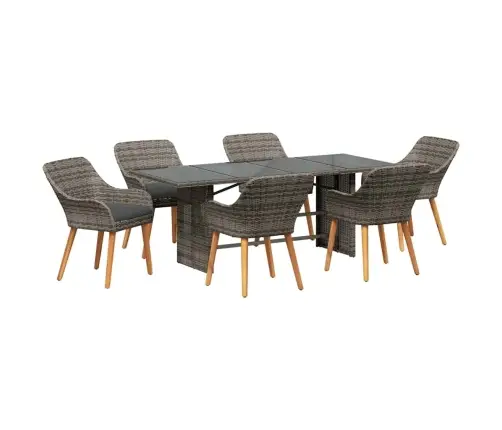 7 Vietu Dārza Ēdamstatu Komplekts Pelēkā Poli Rotangpalmas Vidaxl