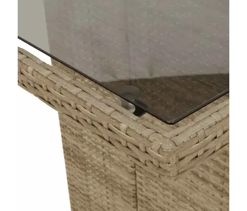 7 Detaļu Dārza Ēdamgalds Bēšā Poli Rotangpalmas Vidaxl