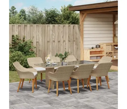 Aia Söögilaudade Komplekt Padjaga 9 Pcs Beež Polürotang