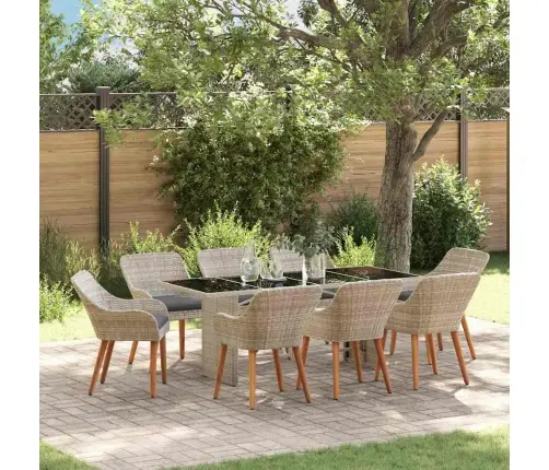 Ēdamistabas Komplekts 9 Pcs Gaiši Pelēka 190 X 80 X 74 Cm Vidaxl