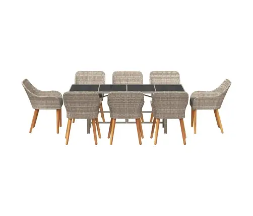 Ēdamistabas Komplekts 9 Pcs Gaiši Pelēka 190 X 80 X 74 Cm Vidaxl