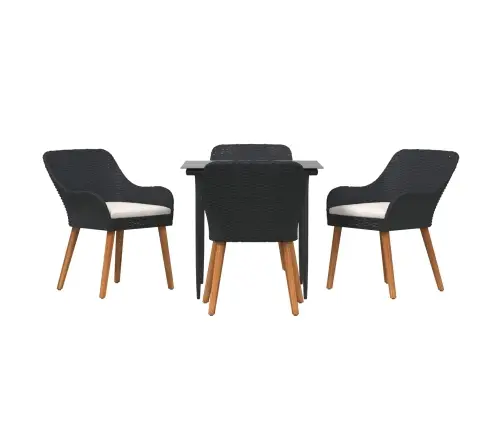 5 Gabalu Dārza Ēdamistabas Komplekts Melnā Polirotangā Vidaxl