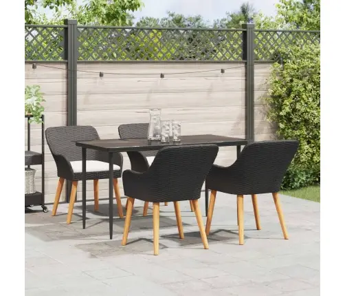 Aia Söögilaudade Komplekt Padjaga 5 Pcs Must Polürotang