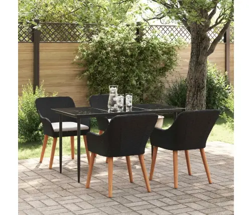 Aia Söögilaudade Komplekt Padjaga 5 Pcs Must Polürotang