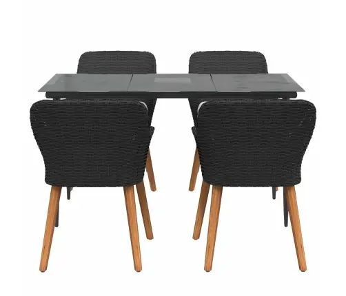 Aia Söögilaudade Komplekt Padjaga 5 Pcs Must Polürotang