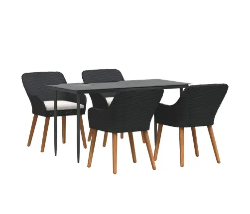 Aia Söögilaudade Komplekt Padjaga 5 Pcs Must Polürotang