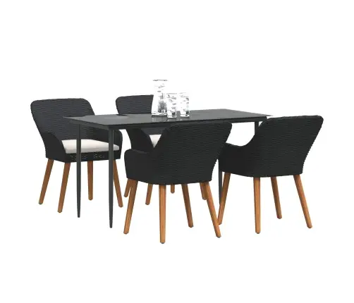 Aia Söögilaudade Komplekt Padjaga 5 Pcs Must Polürotang