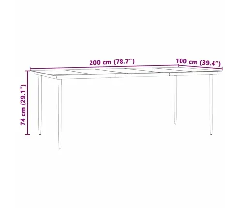 7 Gabalu Dārza Ēdamgalds Melnā Polirotangā Vidaxl