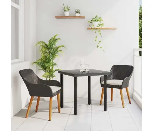 3 Gabalu Dārza Galds Melnā Poliratanā Vidaxl