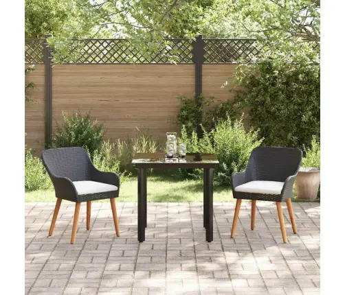 3 Gabalu Dārza Galds Melnā Poliratanā Vidaxl