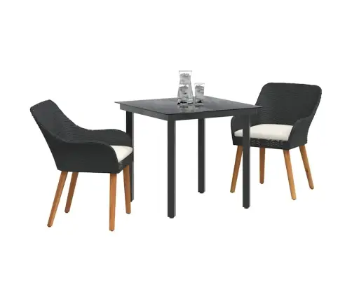 3 Gabalu Dārza Galds Melnā Poliratanā Vidaxl