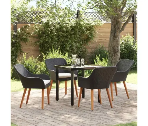 Sodo Valgomojo Komplektas Su Pagalve 5 Pcs Juoda Poliratanas