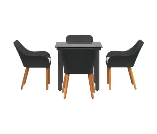 Sodo Valgomojo Komplektas Su Pagalve 5 Pcs Juoda Poliratanas