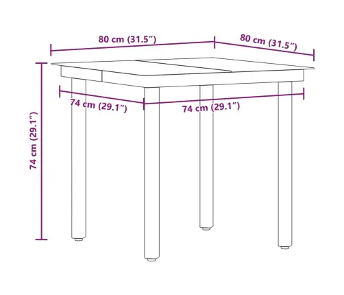 5 Gabalu Dārza Ēdamgaldu Komplekts Melnā Polirotangā Vidaxl