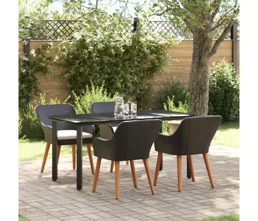 Aia Söögilaudade Komplekt Padjaga 5 Pcs Must Polürotang