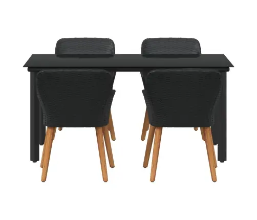 5 Daļu Dārza Ēdamgalds Melns Poliratanis Vidaxl