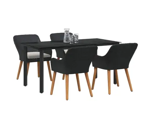 Aia Söögilaudade Komplekt Padjaga 5 Pcs Must Polürotang