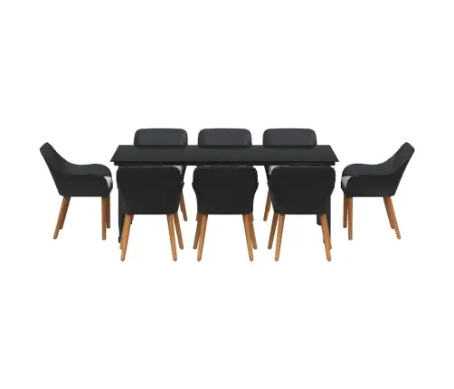 9 Daļu Dārza Ēdamgalds Melns Poliratan Vidaxl