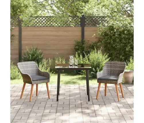 3-Daļīgs Dārza Ēdamgaldu Komplekts Pelēkā Poli Rotangpalma Vidaxl 3-Daļīgs Dārza Ēdamgaldu Komplekts Pelēkā Poli Rotangpalma Vidaxl