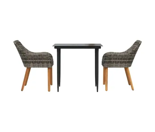 3-Daļīgs Dārza Ēdamgaldu Komplekts Pelēkā Poli Rotangpalma Vidaxl 3-Daļīgs Dārza Ēdamgaldu Komplekts Pelēkā Poli Rotangpalma Vidaxl