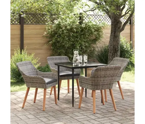 5 Gabalu Dārza Ēdamzāles Komplekts Pelēks Poli Rattan Vidaxl