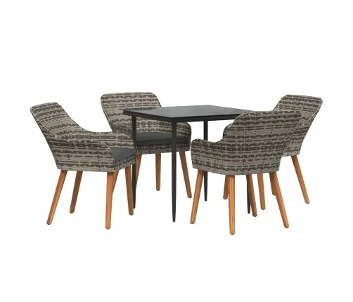 5 Gabalu Dārza Ēdamzāles Komplekts Pelēks Poli Rattan Vidaxl