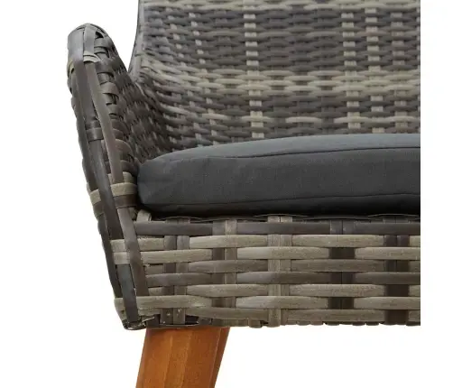 5 Daļu Dārza Ēdamgalds Pelēkā Polsterētā Rotangpalmas Vidaxl