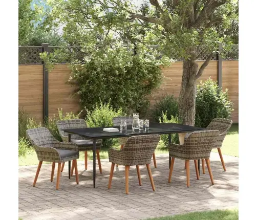 7 Daļu Dārza Galds Pelēks Vidaxl