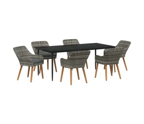 7 Daļu Dārza Galds Pelēks Vidaxl