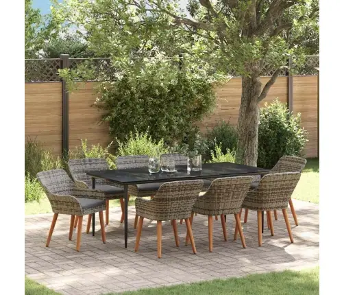 9 Gabalu Dārza Ēdamzīmess Komplekts Pelēkā Polirotangā Vidaxl