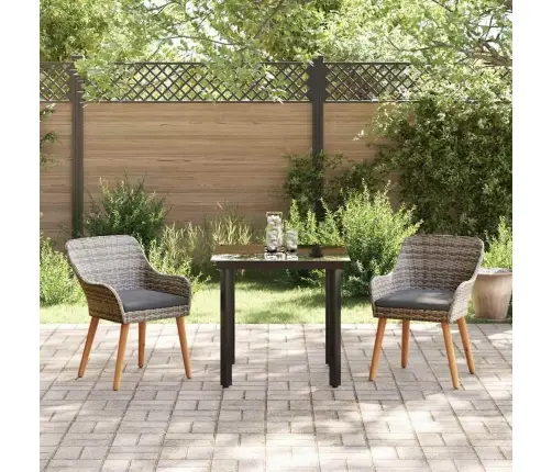 3 Gabalu Dārza Galds Pelēkā Poliratāna Vidaxl