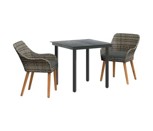 3 Gabalu Dārza Galds Pelēkā Poliratāna Vidaxl