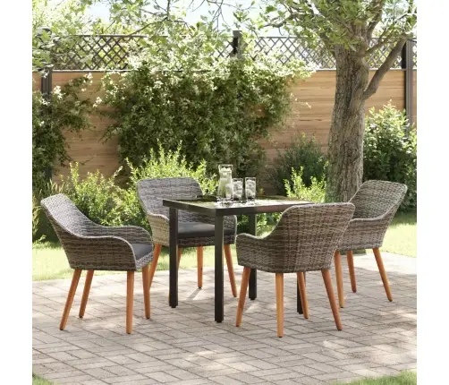 5 Daļu Dārza Ēdamgalds Pelēkā Polirotangā Vidaxl